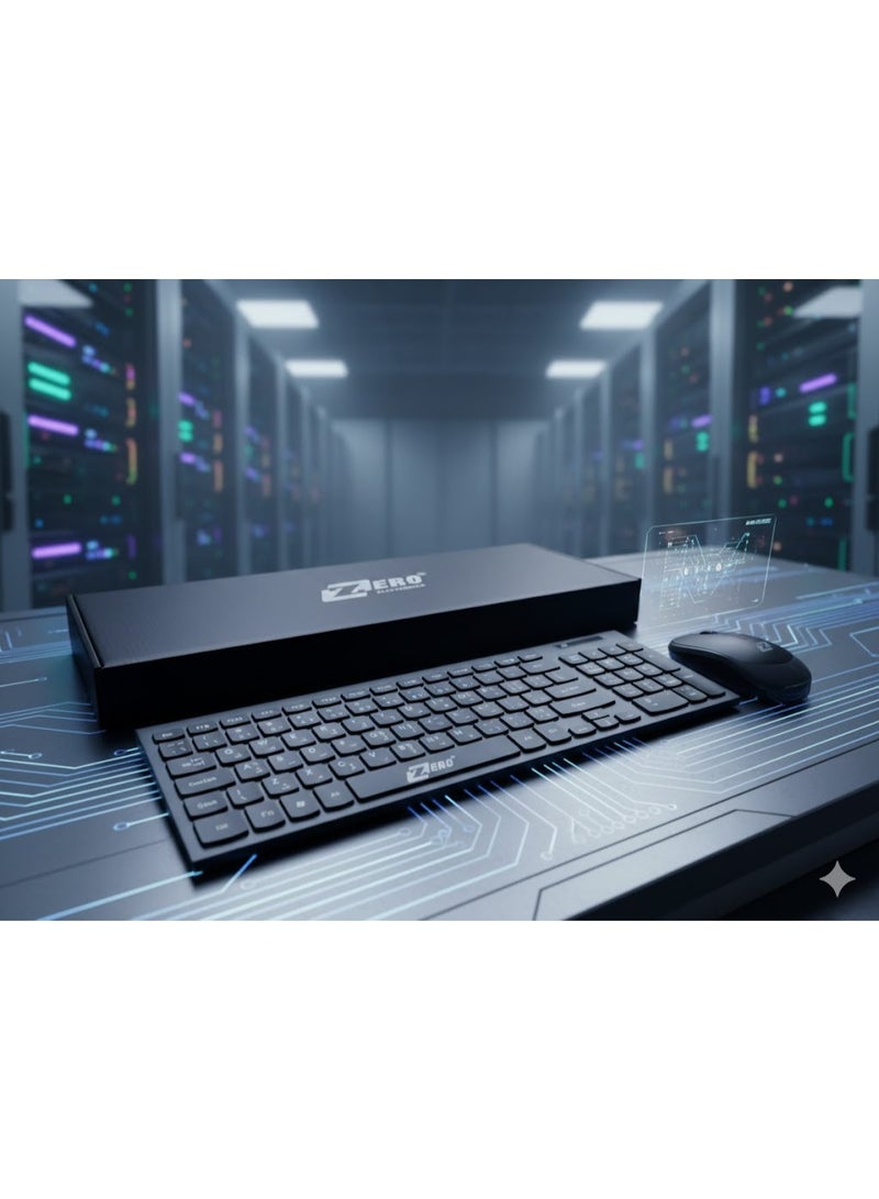 زيرو طقم لوحة مفاتيح وماوس لاسلكي زيرو ZR-5906 - تصميم نحيف - رمادي غامق وأسود - يدعم العربية والإنجليزية - Image 5